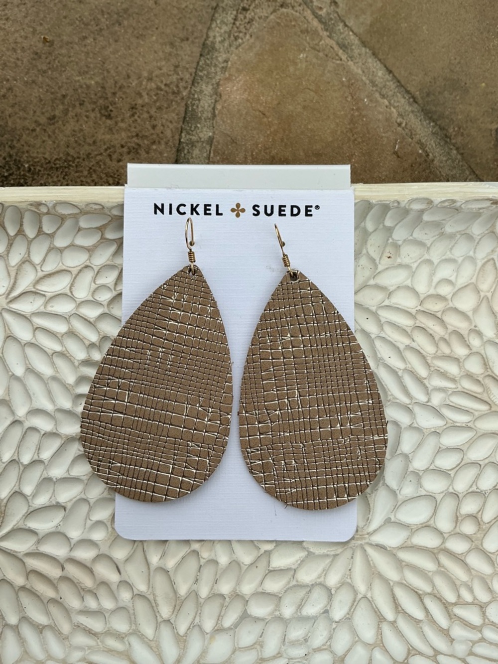 Nickel & Suede Medium Teardrop Earrings